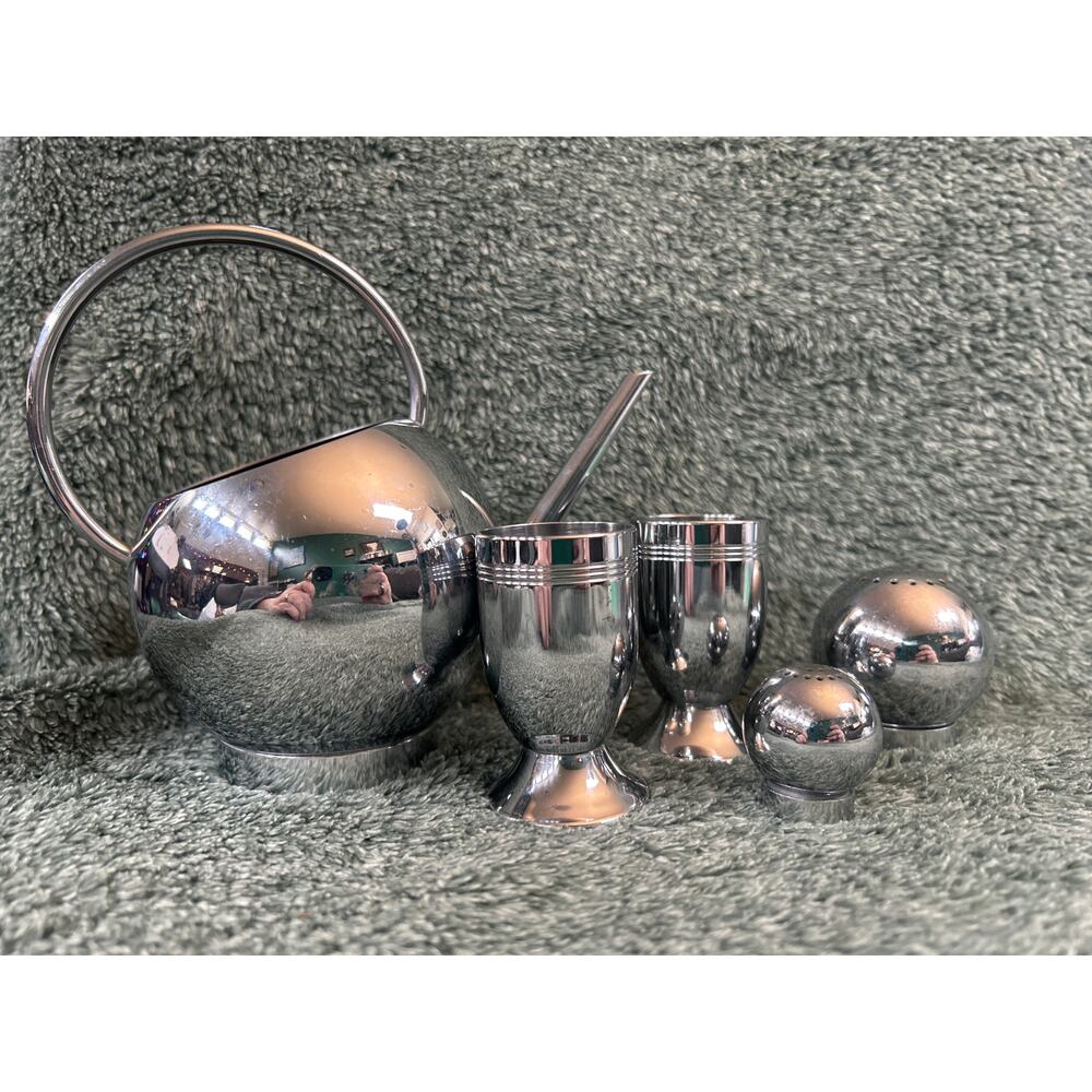 Chase Chrome Tableware Set Pot Cups Shakers Russel Wright 1930s